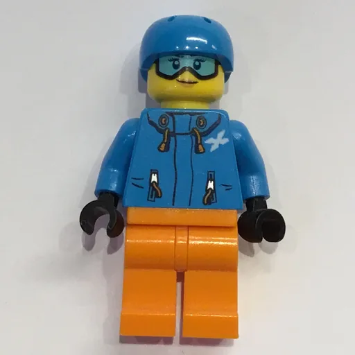 Woman (Dark Azure Ski Jacket, Orange Legs, Dark Azure Helmet, Snow Goggles)