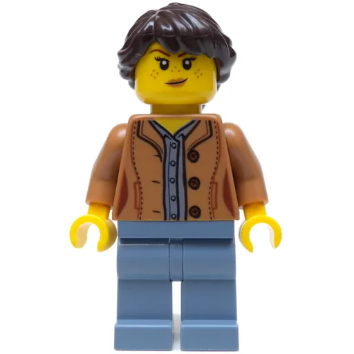Woman (Medium Nougat Jacket, Sand Blue Legs, Dark Brown Hair)