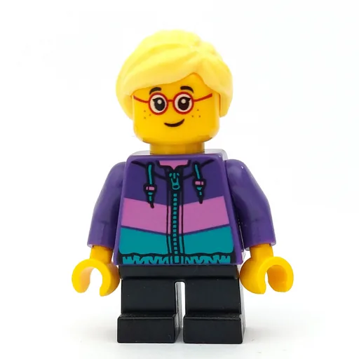 Girl (Dark Purple Jacket, Short Black Legs, Bright Light Yellow Hair)