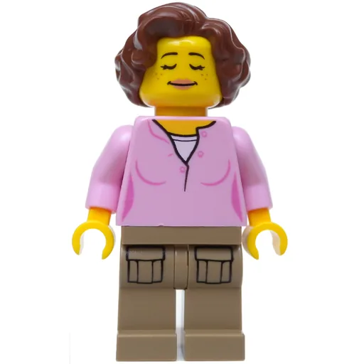 Woman (Bright Pink Top, Dark Tan Legs, Reddish Brown Hair)