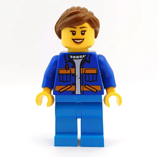 Worker (Woman, Blue Jacket with Orange Stripes, Dark Azure Legs, Reddish Brown Hair)