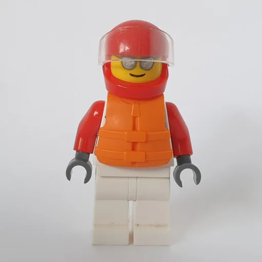 Racer (White and Red Jumpsuit, Red Helmet with Visor, Sunglasses)