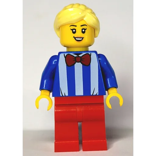 Woman (Blue and White Stripe Shirt with Red Bow Tie, Red Legs, Bright Light Yellow Hair)