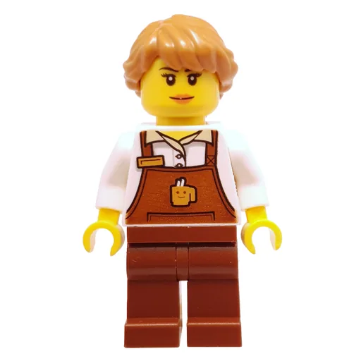 Barista (Woman, White Torso, Reddish Brown Apron, Medium Nougat Hair)