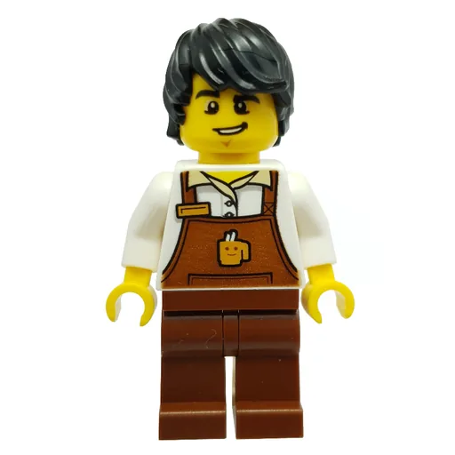 Barista (Man, White Torso, Reddish Brown Apron, Black Hair)