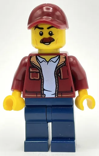 Man (Open Dark Red Jacket, Dark Blue Legs, Dark Red Cap, Moustache)