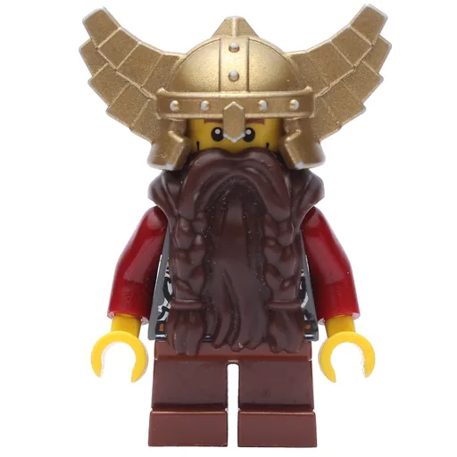 Dwarf (Dark Brown Beard, Metallic Gold Winged Helmet)