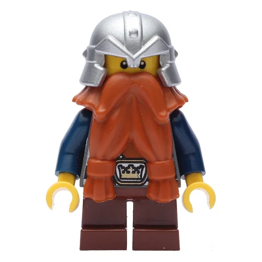 Dwarf (Dark Orange Beard, Metallic Silver Helmet)