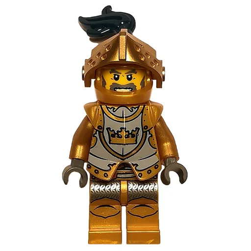 Knight (Gold, Armor, Helmet with Visor and Dark Blue Plume)