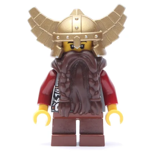Dwarf (Dark Brown Beard, Metallic Gold Winged Helmet)