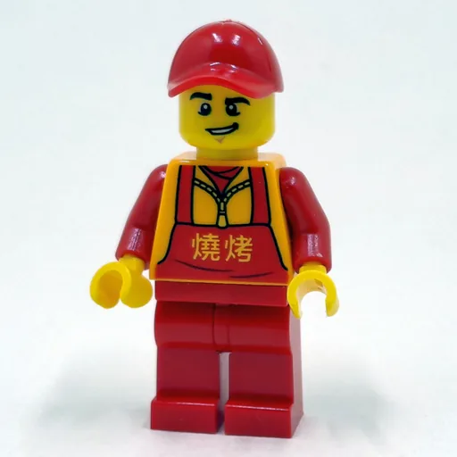 Man (Red Apron over Bright Light Orange Jacket, Red Legs, Red Cap)