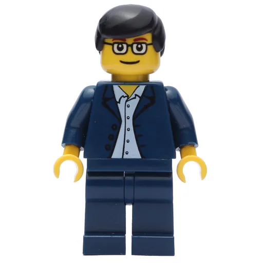 Man (Dark Blue Suit, Black Hair, Glasses)
