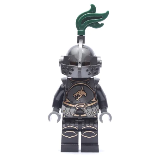 Dragon Knight (Black, Armor, Helmet with Dark Green Plume, Goatee Beard)