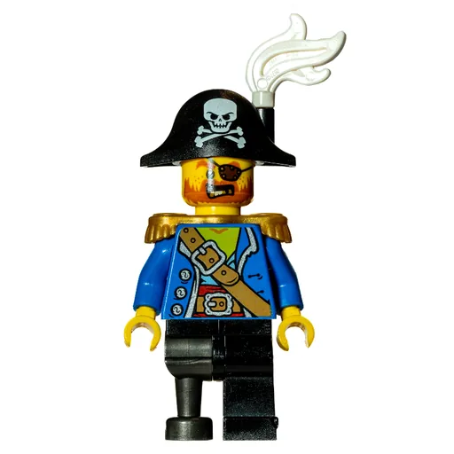 Pirate Captain (Blue Jacket, Peg Leg, Bicorne Hat with White Plume)