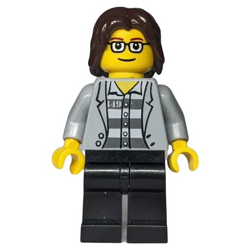 Light Bluish Grey Torso (Black Legs, Dark Brown Hair)