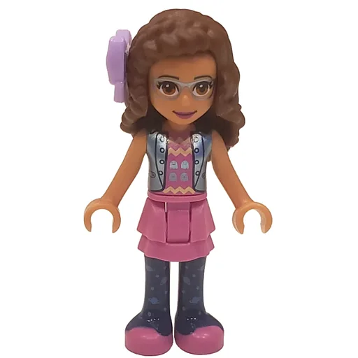 Olivia (Sand Blue Jacket, Dark Pink Skirt, Bow)