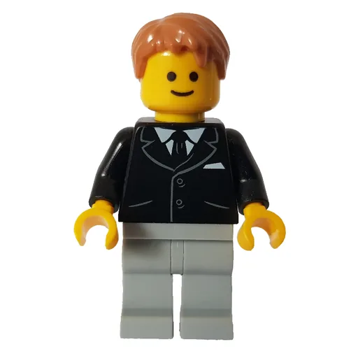 Black Torso Jacket (Light Bluish grey Legs, Dark Orange Hair - Pockets)
