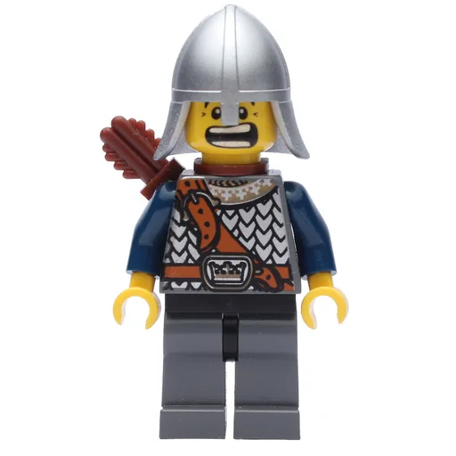 Knight (Archer with Metallic Silver Helmet, Dark Bluish Grey Legs, and Quiver)