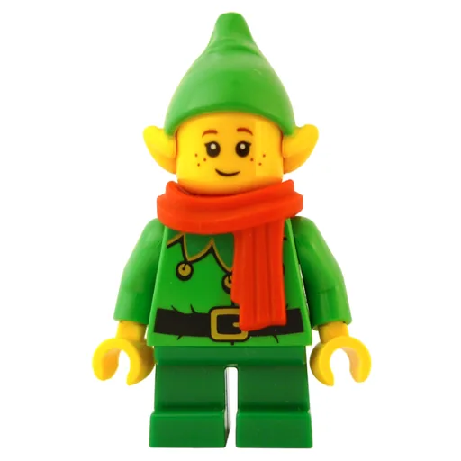 Elf (Bright Green Torso, Green legs, Bright Green Hat, Red Scarf)