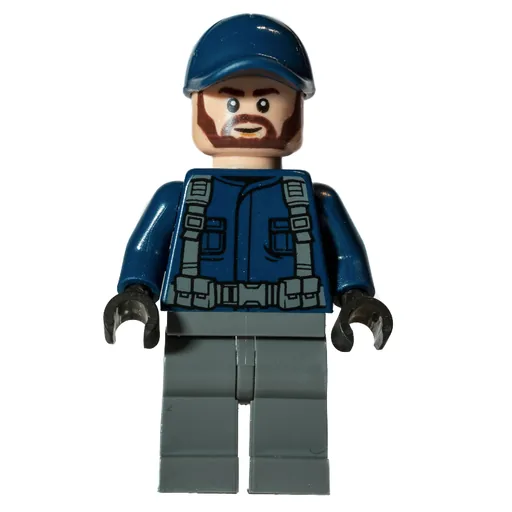 Guard (Dark Blue Torso, Dark Bluish Grey Legs, Dark Blue Cap, Reddish Brown Beard)