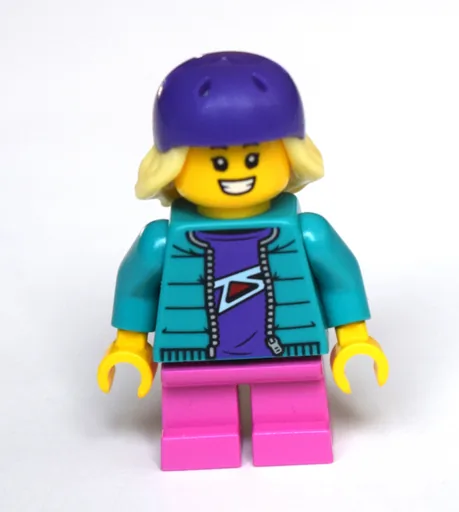 Girl (Dark Turquoise Jacket, Short Dark Pink Legs, Dark Purple Bike Helmet)