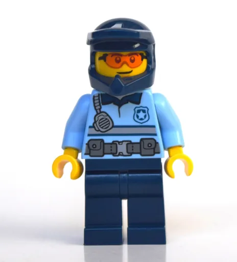 Policeman (Polo Shirt with Belt and Radio, Dark Blue Legs, Dark Blue Dirt Bike Helmet, Orange Glasses)