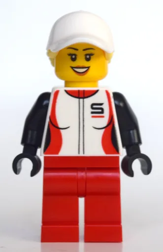 Woman (Racing Jacket, Red Legs, Ponytail with White Cap)