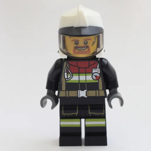 Fireman (Black Firesuit, White Helmet with Black Peak and Neck Protector with Visor)
