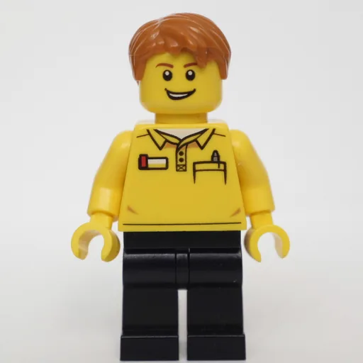 LEGO Employee (Yellow Shirt, Black Legs, Dark Orange Hair)