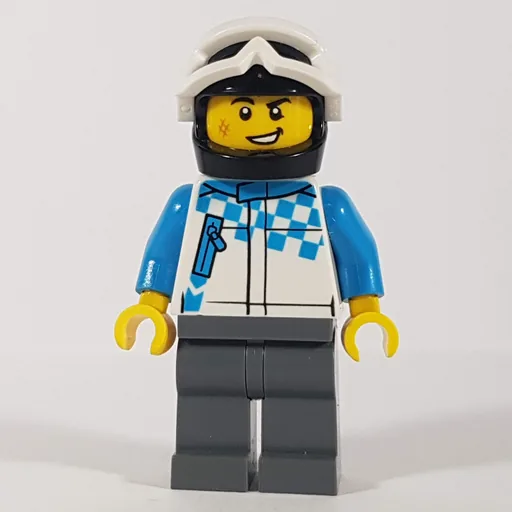 Man (Racing Jacket, Black Helmet with White Snow Goggles)