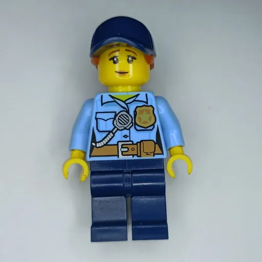 Policewoman (Bright Light Blue Shirt, Dark Blue Legs, Dark Blue Cap with Ponytail)