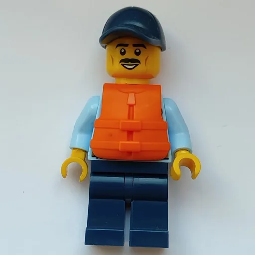 Policeman (Bright Light Blue Shirt with Tie and Police Badge, Dark Blue Cap, Moustache)