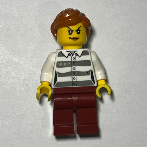 Criminal (Woman, Prison Shirt with '50382', Dark Red Legs, Dark Orange Hair)