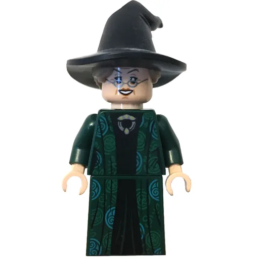 Professor Minerva McGonagall (Dark Green Robe, Black Hat with Dark Tan Hair, Azure Circle Symbols)