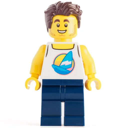 White Torso (Dark BLue Legs, Dark Brown Hair)