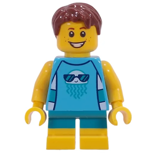 Kid (Medium Azure Torso, Dark Turquoise/Yellow Legs, Reddish Brown Hair)