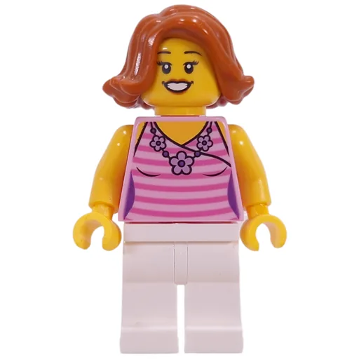 Bright Pink Torso (White Legs, Dark Orange Hair)