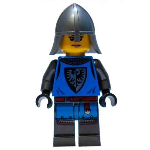 Black Falcon Castle Guard (Female - Blue Torso, Pearl Dark Grey Legs, Flat Silver helmet)