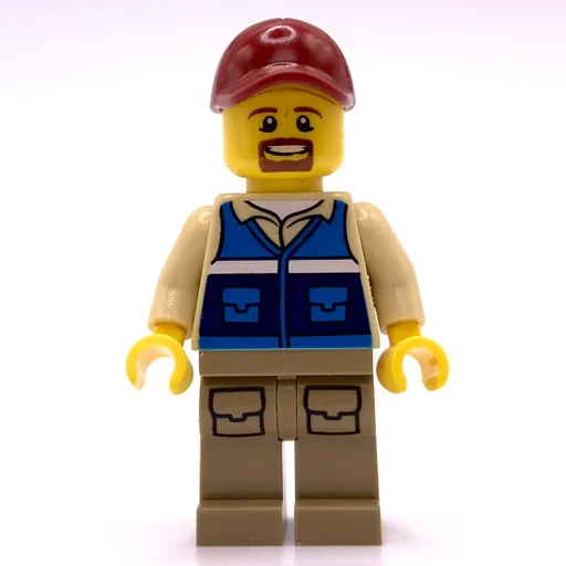 Man (Blue Vest, Dark Red Cap, Goatee Beard)