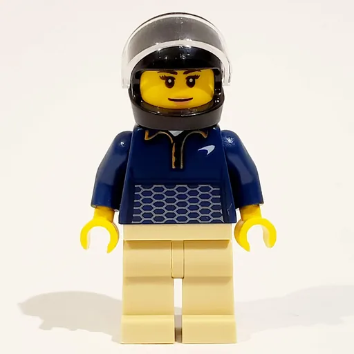 Racer Driver (Dark Blue Torso, Tan Legs, Black Helmet)