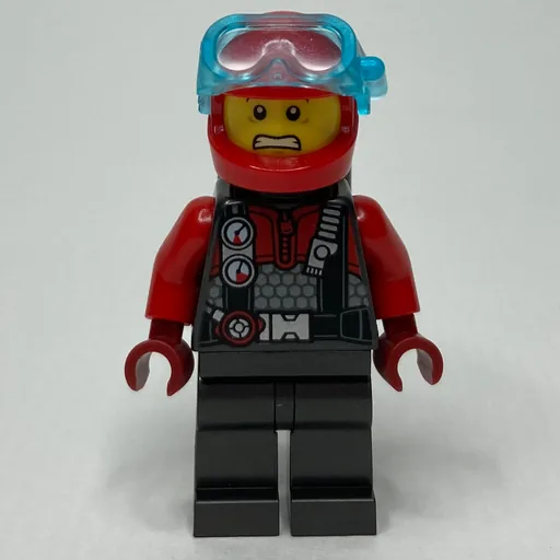 Diver (Pearl Dark Grey Torso, Legs, Black Airtanks, Red Helmet)