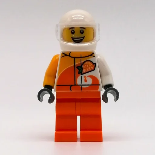 Driver (White Torso, Orange Legs, White Helmet)