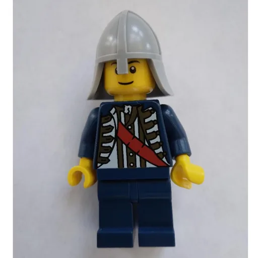 Knight (Dark Blue Jacket with Sash, Light Bluish Gray Helmet, Black Eyebrows)