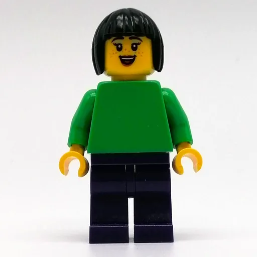 Sofie (Bright Green Torso, Dark Purple Legs, Black Hair)