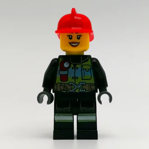 Fire Fighter (Black Torso, Black Legs, Red Helmet, Female)