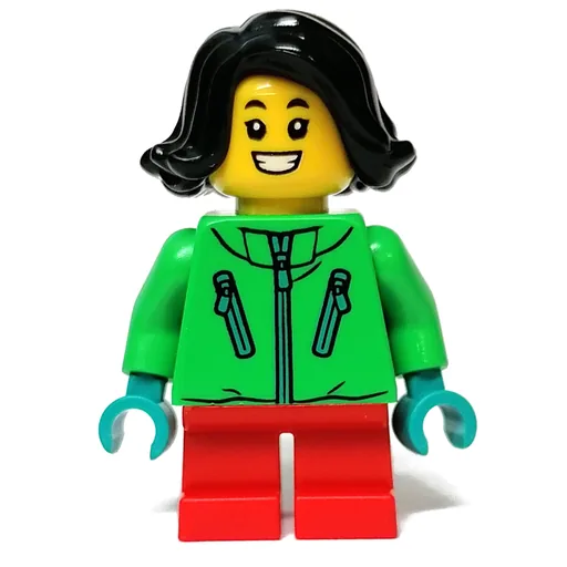 Kid (Green Torso, Red Legs, Black Hair)