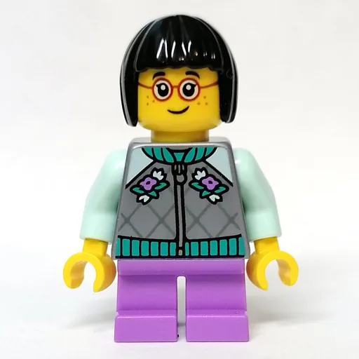 Kid (Flat Silver Torso, Medium Lavender Legs, Black Hair)