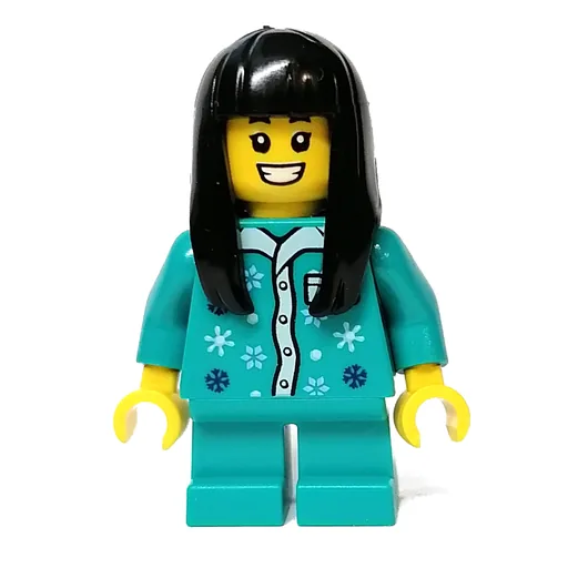 Kid (Dark Turquoise Torso and Legs, Long Black Hair)