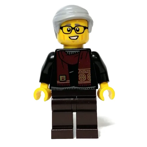Black Torso (Dark Brown Legs, Light Bluish Grey Hair)