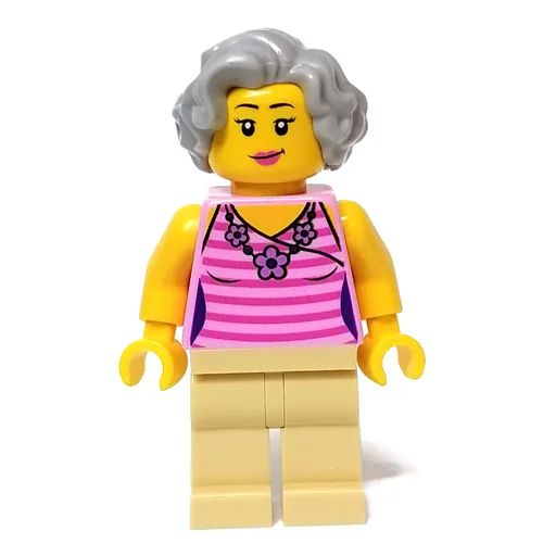 Woman (Bright Pink Torso, Tan Legs, Light Bluish Grey Hair)